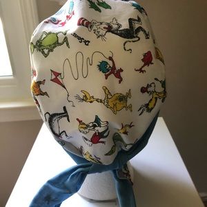 Scrub cap hat made of Dr Seuss fabric w/cuff
